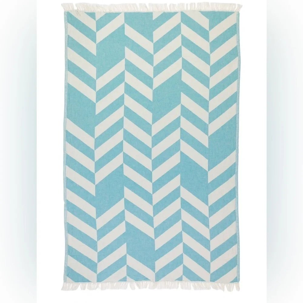 Chevron Pestamal 100% Cotton Turkish Towel Turquoise